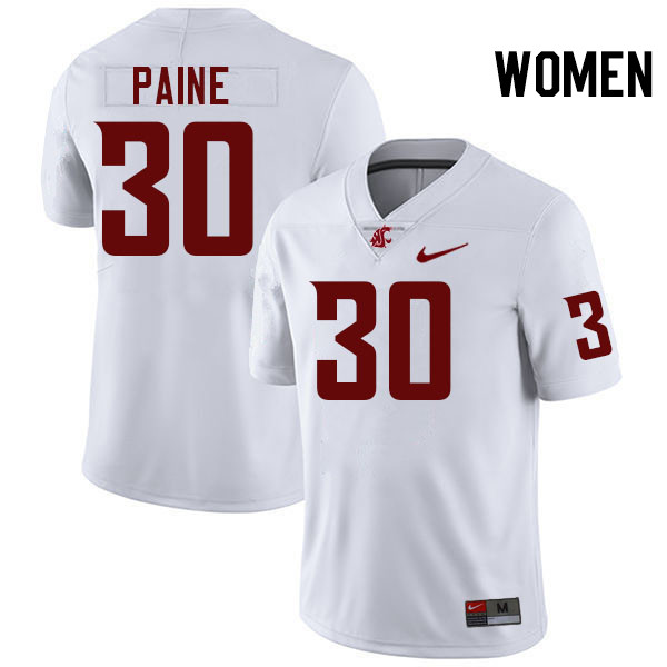 Women #30 Dylan Paine Washington State Cougars College Football Jerseys Stitched-White
